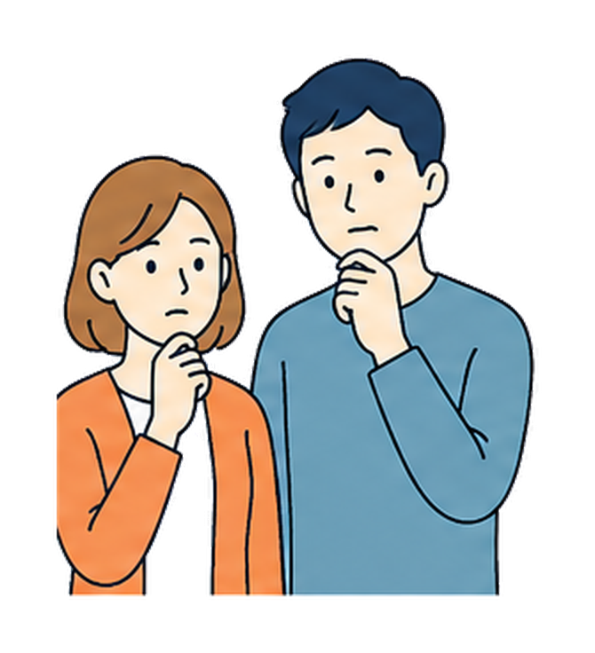 悩む男女のイラスト