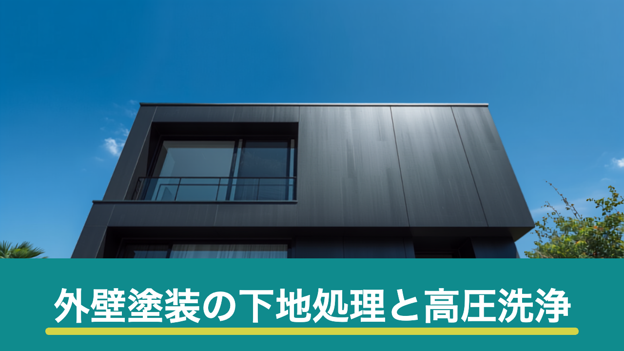 外壁塗装の下地処理と高圧洗浄のイメージ画像
